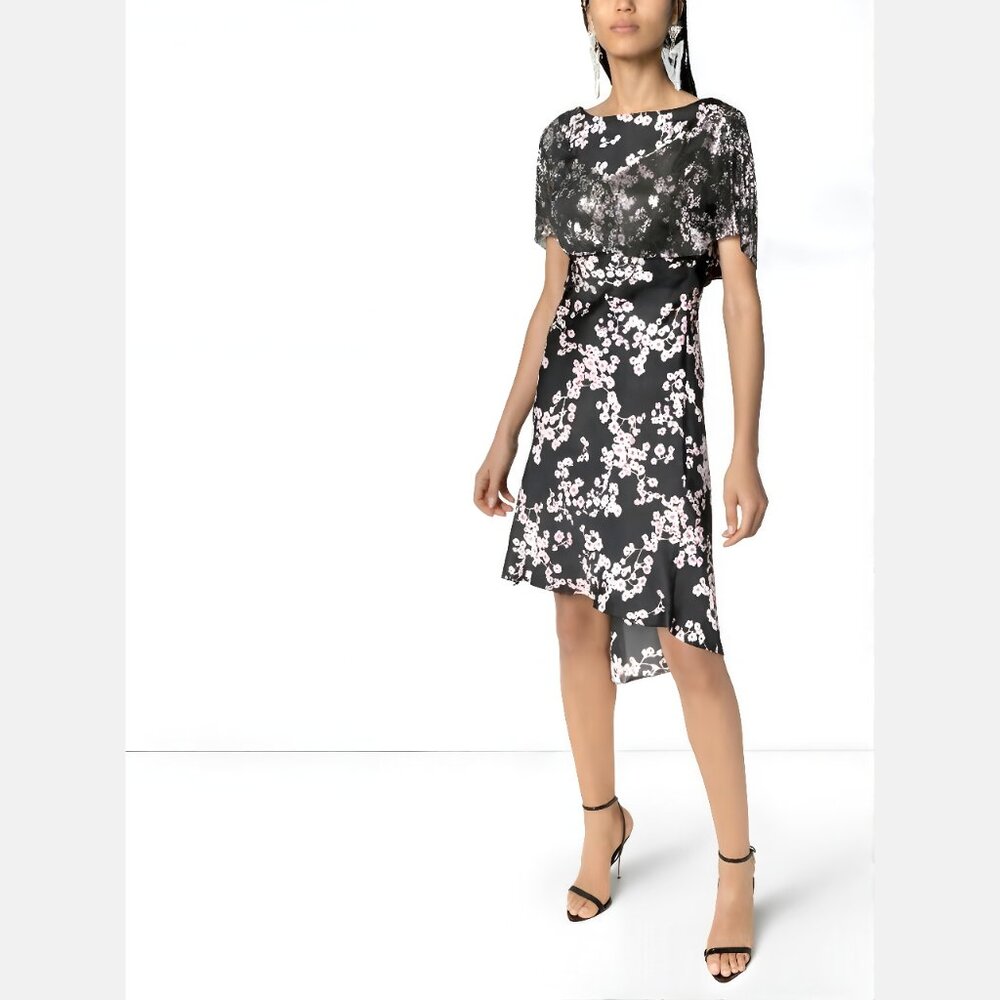 Paco Rabanne Metal Mesh Floral Print Midi Dress